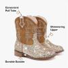 imageToddler Girls Cowgirl Boots Western Glitter Cowboy Boot Ankle Boots Little Kids Big Kid Horse Riding Shoes Party Birthday Dress UpBrown Sequins
