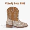 imageToddler Girls Cowgirl Boots Western Glitter Cowboy Boot Ankle Boots Little Kids Big Kid Horse Riding Shoes Party Birthday Dress UpBrown Sequins