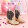 imageToddler Girls Cowgirl Boots Western Glitter Cowboy Boot Ankle Boots Little Kids Big Kid Horse Riding Shoes Party Birthday Dress UpGold Sequins