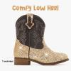 imageToddler Girls Cowgirl Boots Western Glitter Cowboy Boot Ankle Boots Little Kids Big Kid Horse Riding Shoes Party Birthday Dress UpGold Sequins