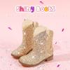 imageToddler Girls Cowgirl Boots Western Glitter Cowboy Boot Ankle Boots Little Kids Big Kid Horse Riding Shoes Party Birthday Dress UpGold Shiny