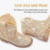 imageToddler Girls Cowgirl Boots Western Glitter Cowboy Boot Ankle Boots Little Kids Big Kid Horse Riding Shoes Party Birthday Dress UpGold Shiny