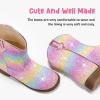 imageToddler Girls Cowgirl Boots Western Glitter Cowboy Boot Ankle Boots Little Kids Big Kid Horse Riding Shoes Party Birthday Dress UpMulticolor
