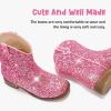 imageToddler Girls Cowgirl Boots Western Glitter Cowboy Boot Ankle Boots Little Kids Big Kid Horse Riding Shoes Party Birthday Dress UpPink Glitter
