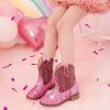 imageToddler Girls Cowgirl Boots Western Glitter Cowboy Boot Ankle Boots Little Kids Big Kid Horse Riding Shoes Party Birthday Dress UpPink Sequins