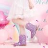 imageToddler Girls Cowgirl Boots Western Glitter Cowboy Boot Ankle Boots Little Kids Big Kid Horse Riding Shoes Party Birthday Dress UpPurple Glitter