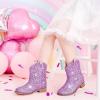 imageToddler Girls Cowgirl Boots Western Glitter Cowboy Boot Ankle Boots Little Kids Big Kid Horse Riding Shoes Party Birthday Dress UpPurple Glitter