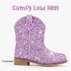 imageToddler Girls Cowgirl Boots Western Glitter Cowboy Boot Ankle Boots Little Kids Big Kid Horse Riding Shoes Party Birthday Dress UpPurple Glitter