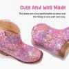 imageToddler Girls Cowgirl Boots Western Glitter Cowboy Boot Ankle Boots Little Kids Big Kid Horse Riding Shoes Party Birthday Dress UpRainbow Glitter