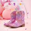 imageToddler Girls Cowgirl Boots Western Glitter Cowboy Boot Ankle Boots Little Kids Big Kid Horse Riding Shoes Party Birthday Dress UpRainbow Glitter