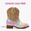 imageToddler Girls Cowgirl Boots Western Glitter Cowboy Boot Ankle Boots Little Kids Big Kid Horse Riding Shoes Party Birthday Dress UpRainbow Shiny