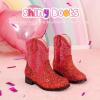 imageToddler Girls Cowgirl Boots Western Glitter Cowboy Boot Ankle Boots Little Kids Big Kid Horse Riding Shoes Party Birthday Dress UpRed Sequins