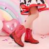imageToddler Girls Cowgirl Boots Western Glitter Cowboy Boot Ankle Boots Little Kids Big Kid Horse Riding Shoes Party Birthday Dress UpRed Sequins