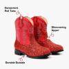 imageToddler Girls Cowgirl Boots Western Glitter Cowboy Boot Ankle Boots Little Kids Big Kid Horse Riding Shoes Party Birthday Dress UpRed Sequins