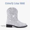 imageToddler Girls Cowgirl Boots Western Glitter Cowboy Boot Ankle Boots Little Kids Big Kid Horse Riding Shoes Party Birthday Dress UpSilver Glitter