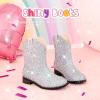 imageToddler Girls Cowgirl Boots Western Glitter Cowboy Boot Ankle Boots Little Kids Big Kid Horse Riding Shoes Party Birthday Dress UpSilver Glitter