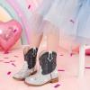 imageToddler Girls Cowgirl Boots Western Glitter Cowboy Boot Ankle Boots Little Kids Big Kid Horse Riding Shoes Party Birthday Dress UpSilver Sequins