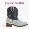 imageToddler Girls Cowgirl Boots Western Glitter Cowboy Boot Ankle Boots Little Kids Big Kid Horse Riding Shoes Party Birthday Dress UpSilver Sequins