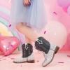 imageToddler Girls Cowgirl Boots Western Glitter Cowboy Boot Ankle Boots Little Kids Big Kid Horse Riding Shoes Party Birthday Dress UpSilver Sequins