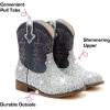 imageToddler Girls Cowgirl Boots Western Glitter Cowboy Boot Ankle Boots Little Kids Big Kid Horse Riding Shoes Party Birthday Dress UpSilver Sequins