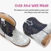 imageToddler Girls Cowgirl Boots Western Glitter Cowboy Boot Ankle Boots Little Kids Big Kid Horse Riding Shoes Party Birthday Dress UpSilver Sequins