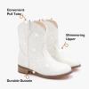 imageToddler Girls Cowgirl Boots Western Glitter Cowboy Boot Ankle Boots Little Kids Big Kid Horse Riding Shoes Party Birthday Dress UpWhite Shiny