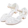 imageGirls Sandals Closed Toe Heels Wedding Party Girls Dress Shoes Toddler Little Big KidWhite Brilliant