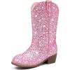 imageGlitter Girls Cowgirl Boots Sparkly Cowboy Dress Boots For Toddler To Big Kid Mid Calf Pointed Toe Dress Up Party Birthday Horse RidingPink Sequins
