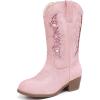imageSparkly Glitter Cowgirl Cowboy Boots for Girls Little Kids Mid Calf Zipper Pointed Toes Low Heel Western Embroidery Party Birthday Toddler to Big KidLight Pink