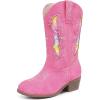 imageSparkly Glitter Cowgirl Cowboy Boots for Girls Little Kids Mid Calf Zipper Pointed Toes Low Heel Western Embroidery Party Birthday Toddler to Big KidPink Rainbow