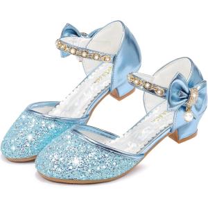 imageGirls Sandals Closed Toe Heels Wedding Party Girls Dress Shoes Toddler Little Big KidLight Blue