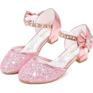 imageGirls Sandals Closed Toe Heels Wedding Party Girls Dress Shoes Toddler Little Big KidLight Pink