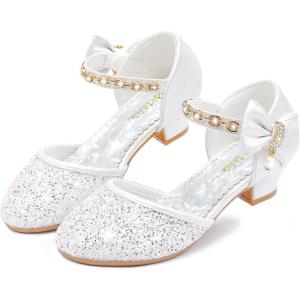imageGirls Sandals Closed Toe Heels Wedding Party Girls Dress Shoes Toddler Little Big KidWhite Brilliant