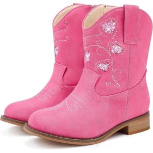 imageToddler Cowgirl Boots Girls Cowboy Boot Ankle Toddler Girl Boot Kids Boots Western Horse Riding Shoes Birthday PartyFuchsia