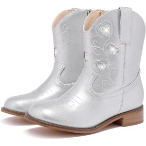 imageToddler Cowgirl Boots Girls Cowboy Boot Ankle Toddler Girl Boot Kids Boots Western Horse Riding Shoes Birthday PartySilver