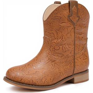 imageToddler Girls Cowgirl Boots Western Glitter Cowboy Boot Ankle Boots Little Kids Big Kid Horse Riding Shoes Party Birthday Dress UpBrown Pu