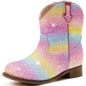 imageToddler Girls Cowgirl Boots Western Glitter Cowboy Boot Ankle Boots Little Kids Big Kid Horse Riding Shoes Party Birthday Dress UpMulticolor