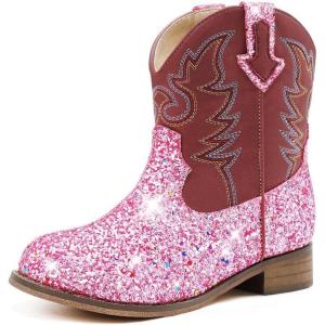 imageToddler Girls Cowgirl Boots Western Glitter Cowboy Boot Ankle Boots Little Kids Big Kid Horse Riding Shoes Party Birthday Dress UpPink Sequins