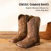 imageGirls Cowgirl Boots UnisexChild Mid Calf Glitter Toddler Cowboy Boot Little Big Kids Western Riding ShoesClassic Brown