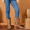 imageGirls Cowgirl Boots UnisexChild Mid Calf Glitter Toddler Cowboy Boot Little Big Kids Western Riding ShoesClassic Brown