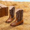imageGirls Cowgirl Boots UnisexChild Mid Calf Glitter Toddler Cowboy Boot Little Big Kids Western Riding ShoesDark Brown