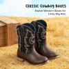 imageGirls Cowgirl Boots UnisexChild Mid Calf Glitter Toddler Cowboy Boot Little Big Kids Western Riding ShoesDark Brown Black