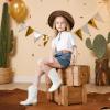 imageGirls Cowgirl Boots UnisexChild Mid Calf Glitter Toddler Cowboy Boot Little Big Kids Western Riding ShoesPure White