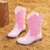 imageGirls Cowgirl Boots UnisexChild Mid Calf Glitter Toddler Cowboy Boot Little Big Kids Western Riding ShoesSequins Baby Pink