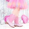 imageGirls Cowgirl Boots UnisexChild Mid Calf Glitter Toddler Cowboy Boot Little Big Kids Western Riding ShoesSequins Baby Pink