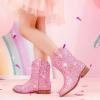 imageToddler Cowgirl Boots Glitter Girls Cowboy Boots Ankle Toddler Boot Little Kid Western Horse Riding Shoes Party Birthday Dress UpPink Glitter