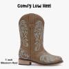 imageCowboy Boots for Girls Boys Kids Cowgirl Riding Boots Square Toe Western Embroidery MidCalf Birthday Party Toddler Big KidClassic Brown