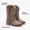 imageCowboy Boots for Girls Boys Kids Cowgirl Riding Boots Square Toe Western Embroidery MidCalf Birthday Party Toddler Big KidClassic Brown
