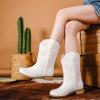 imageCowboy Boots for Girls Boys Kids Cowgirl Riding Boots Square Toe Western Embroidery MidCalf Birthday Party Toddler Big KidClassic White