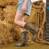 imageCowboy Boots for Girls Boys Kids Cowgirl Riding Boots Square Toe Western Embroidery MidCalf Birthday Party Toddler Big KidDark Brown